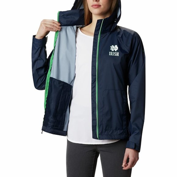 Columbia Women's Notre Dame Fighting Irish Waterproof Hooded Jacket Blue X-Large - Picture 3 of 9